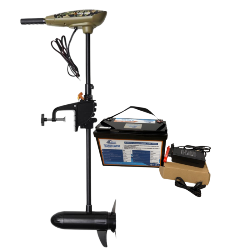 Pack Savage Gear Thruster 55 lbs Camou + Batterie Lithium LiFePO4 12.8V 100Ah + Chargeur