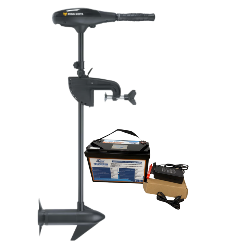 Pack Minn Kota Endura MAX 45 - 45 Lbs - 12V - Arbre 91 cm + Batterie Lithium LiFePO4 12.8V 100Ah + Chargeur