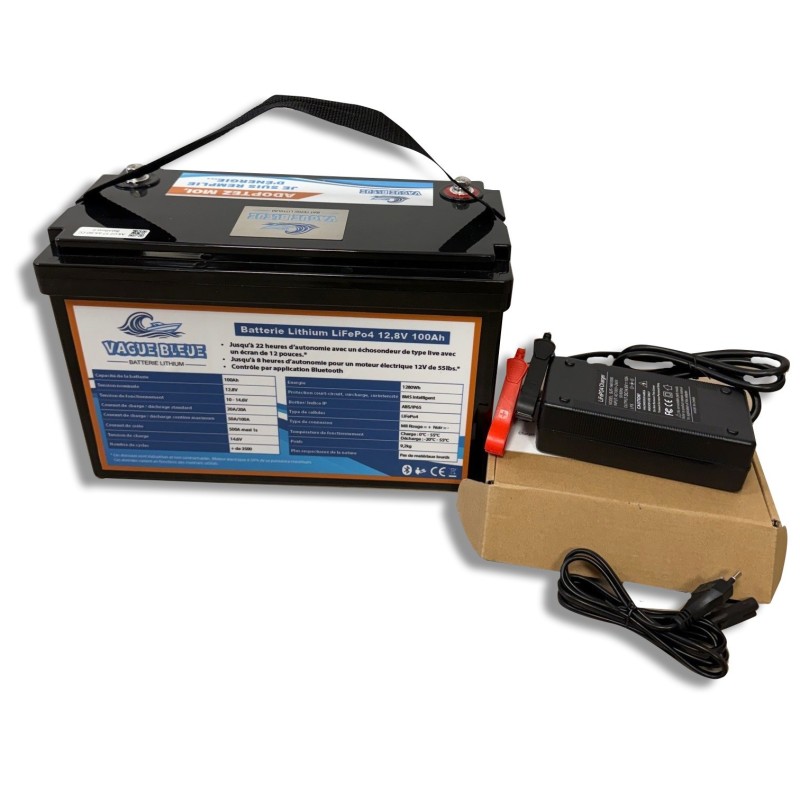 Batterie lithium LiFePo4 12.8V 100Ah avec chargeur