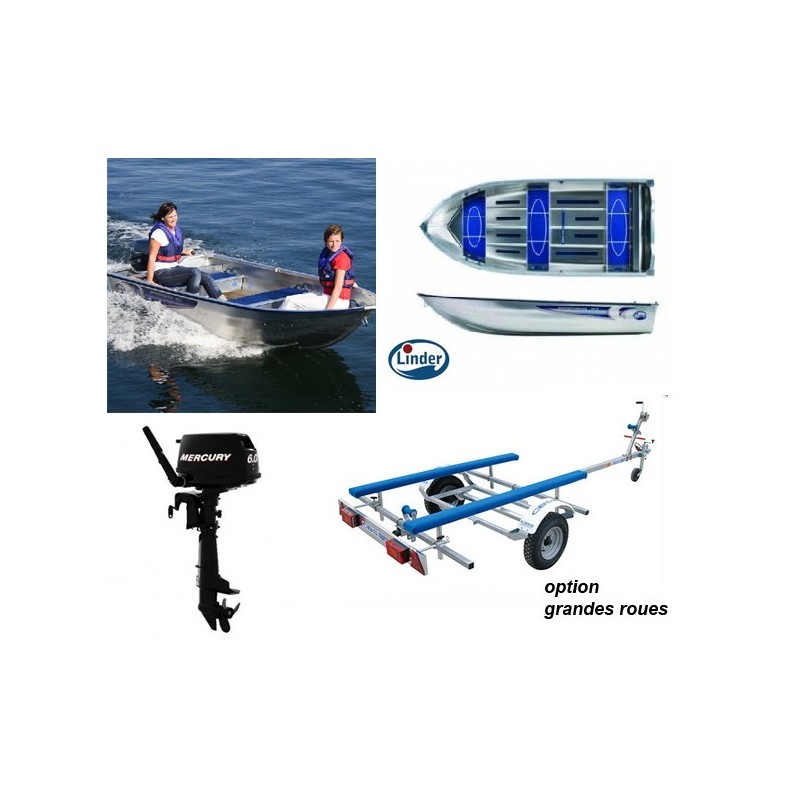 Linder 355 + remorque CBS b0220 grandes roues + Mercury 6 cv
