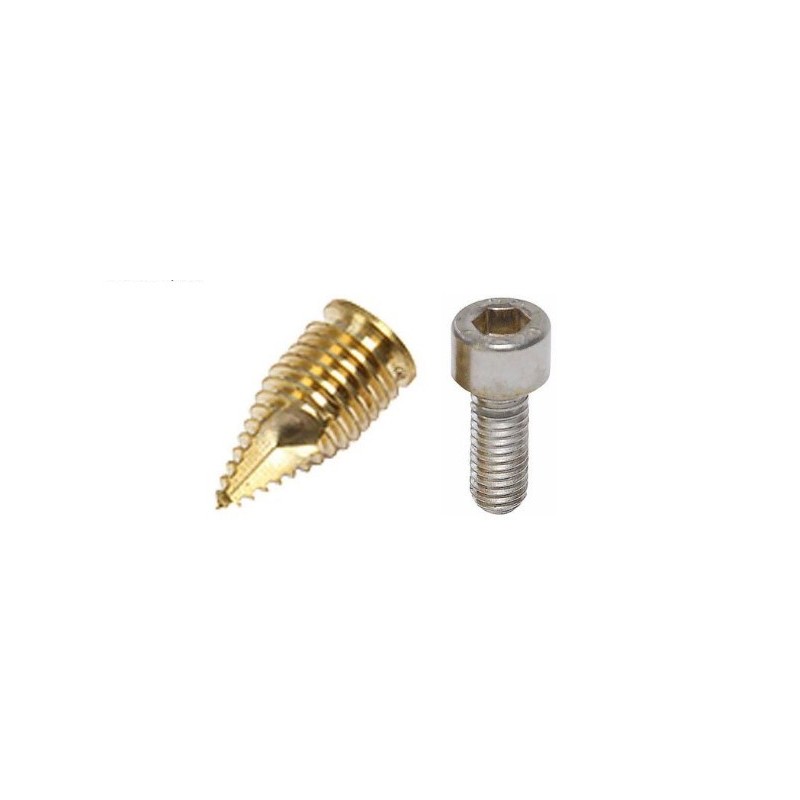 4 inserts laiton autoperçants M8 + vis