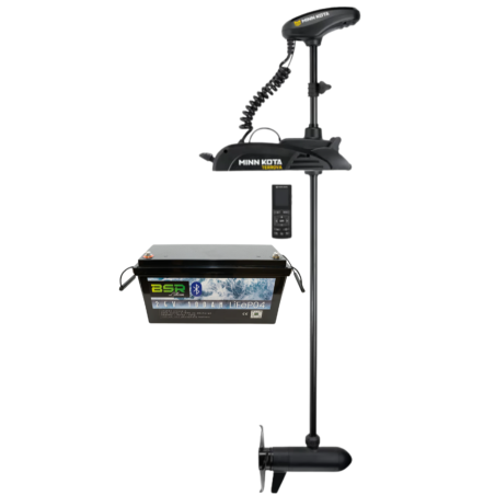Pack Minn Kota TERROVA 80 GPS - 80 Lbs - 24V - Arbre 152 cm - Sans pédale + Bac Monobloc LiFePO4 24V/100Ah + Chargeur 10A