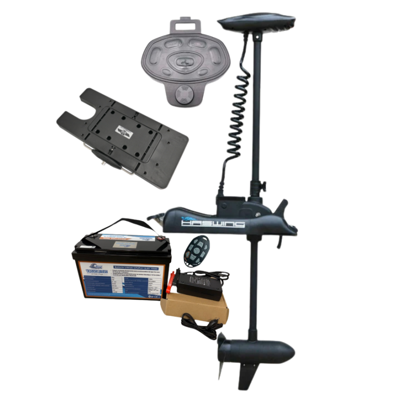 Pack HASWING CAYMAN-B 55 Lbs - 137 cm + Pédale + Plaque Quick Release + Batterie Lithium 12.8V 100Ah + Chargeur
