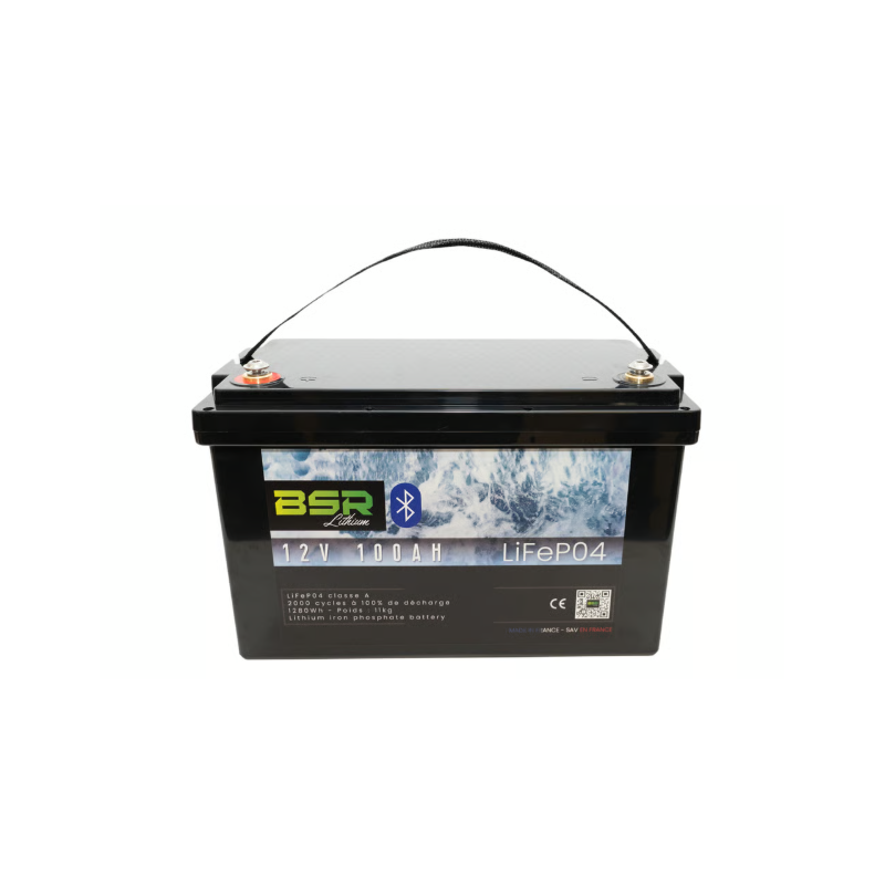 Bac Monobloc LifePo4 12V/100 Ah + chargeur non étanche 10A