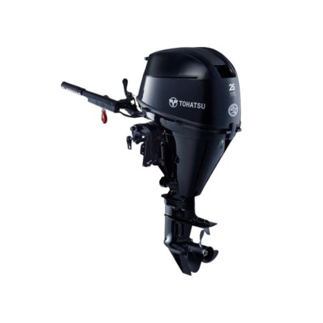 Moteur thermique Tohatsu MFS25D-ETL 4 temps arbre long démarrage et Trim électrique barre franche