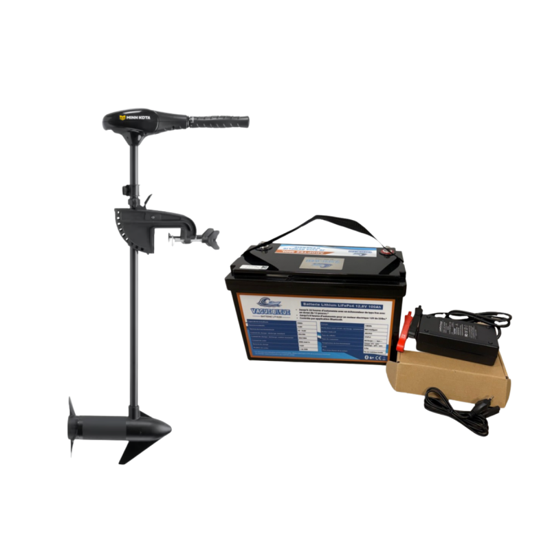 Pack Minn Kota Endura C2 V2 50 Lbs - Arbre 91 cm - 12V + Batterie Lithium LiFePO4 12.8V 100Ah + Chargeur