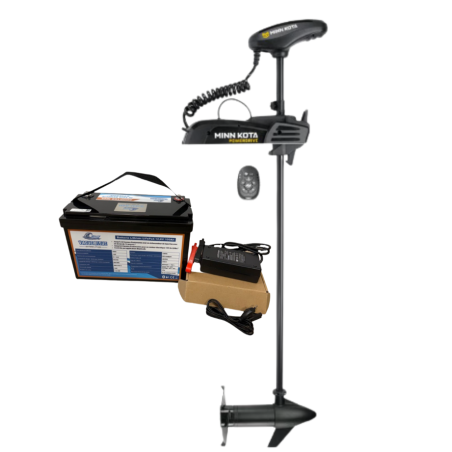 Pack Minn Kota POWERDRIVE 55 GPS/SPOTLOCK - 55 Lbs - 12V - Arbre 137 cm + Batterie Lithium LiFePO4 12.8V 100Ah + Chargeur