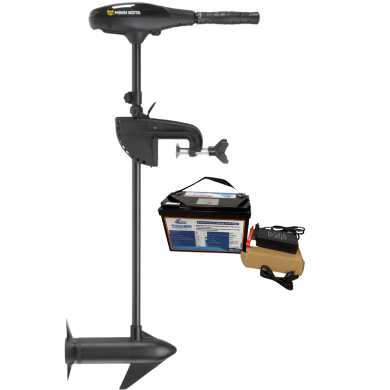 Pack Minn Kota Endura MAX 55 - 55 Lbs - 12V - Arbre 107 cm + Batterie Lithium LiFePO4 12.8V 100Ah + Chargeur
